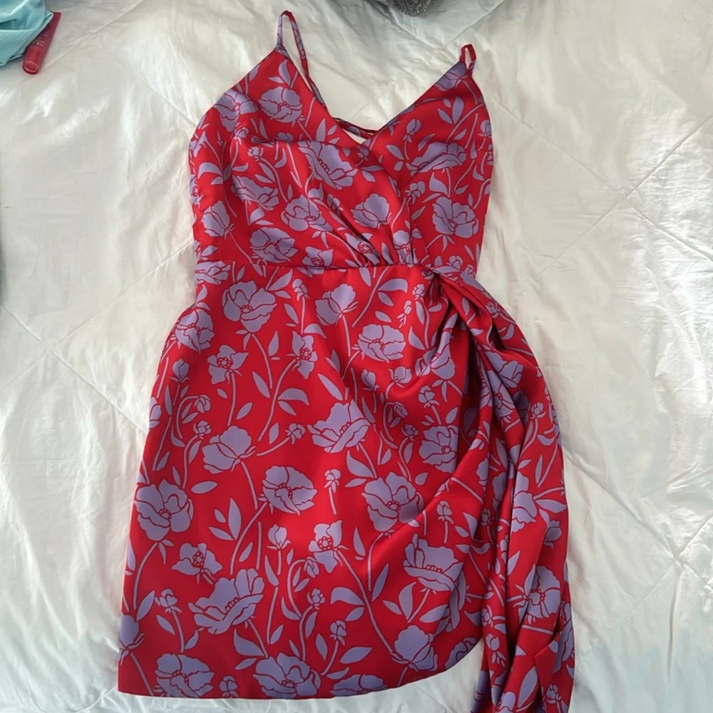 Kamala Mini Dress in Red & Purple Floral- Lovers and Friends - Picture 4 of 5